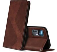 SJZG-Coque Pour Xiaomi 12T / 12T Pro, Premium Étui Housse En Cuir De Protection Avec [Emplacements Cartes] [Magnetique], Clapet Folio Portefeuille Pour Xiaomi 12T / 12T Pro (Marron)