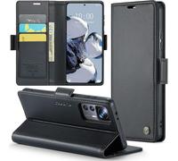 SJZG-Coque Pour Xiaomi 12T Pro Étui Portefeuille Cover En Cuir Pu Wallet Avec Cartes Magnétique Et Rfid Protection Antivol Folio Housse Xiaomi 12T Case, Noir