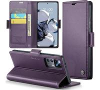 SJZG-Coque Pour Xiaomi 12T Pro Étui Portefeuille Wallet Cover En Cuir Pu Avec Cartes Magnétique Et Rfid Protection Antivol Folio Housse Xiaomi 12T Case, Violet