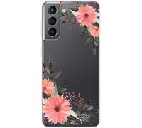 Sjzg-- Coque Silicone Compatible Avec Samsung Galaxy S21 5g - Protection Intégrale 360, Fine Et Transparente - Coque Avant & Arrière - Haute Résistance - Fleurs Roses
