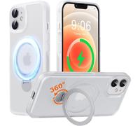 Sjzg-Cover Magnetica Cavalletto Per Iphone 12 Compatibile Con Mag-Safe, Custodia Opaco Traslucido Con 360° Rotante Supporto, Protezione Antiurto Di Livello Militare Case Iphone 12, Bianco