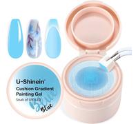 Sjzg-Cushion Gradient Painting Gel, Ombre Nails Aura Nails Full Coverage Precise Control Of Each Dip Matte Effect Non-Wip Long Lasting French Manicure Soak Off Uv Led Diy Nail Art, Blue