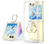 Sjzg-Designed For Samsung Galaxy Z Flip 5 Case Clear With Ring, Anti-Fall Shockproof Protective Phone Cover Case Compatible With Galaxy Z Flip 5 Case 5 G 2023 (Clear)