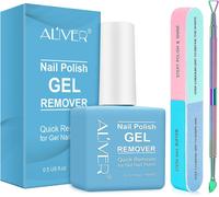 Sjzg-Dissolvant Vernis Semi Permanent, Magic Remover Semi Permanent Avec Un Bloc Polissoir Ongles Un Grattoir À Cuticules, Disolvant A Ongles Semi Permanent -Retrait Facile Et Rapide Du Vernis À Ongl