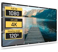 SJZG-- Écran De Projection 100 Pouces - Pliable - Anti-Plis - Format Large 16:9 - Angle De Vision 120° - Adapté Pour Projecteur Et Rétroprojecteur - Dimensions 221 X 124 Cm