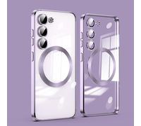 Sjzg-Esong Magnétique Coque Samsung Galaxy S24+ Plus,Etui Antichoc Avec Magsafe,Recharge Sans Fil,Silicone Mince Housse Avec Protection D'objectif D'appareil Photo,Case De Protection Transparente-Lav