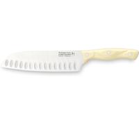 Sjzg-Essentials Couteau Santoku Alvéolé De 18 Cm En Acier Inoxydable, Manche En Bakélite D'effet Ivoire