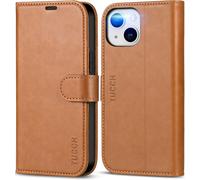 SJZG-Etui Coque Pour Iphone 13 5G, Antichoc Tpu Housse Iphone 13 Cuir Pu Portefeuille Etui [Rfid Blocage] [Béquille] [Fentes Pour Cartes] Coque Pour Iphone 13 (6,1 Pouces) - Brun Clair