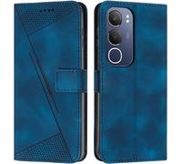 Sjzg-Etui Coque Pour Vivo Y19s 4g, Coque De Telephone En Cuir De Première Qualité [Pochette De Portefeuille] Compatible Avec Vivo Y19s 4g - Bleu