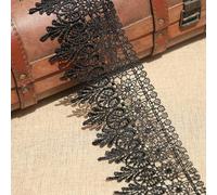 Sjzg-Garniture De Dentelle Inélastique Pour Broderie De Motif De Chiips Europe De 9cm De Largeur, Vêtements/Accessoires Bridal Diy De Couverture De Nappe De Rideau. (2 Yards Dans Un Package) (Noir)