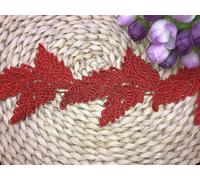 Sjzg-Garniture De Dentelle Inélastique Pour Broderie De Motif De Leaf Europe De 9.5cm De Largeur, Vêtements/Accessoires Bridal Diy De Couverture De Nappe De Rideau. (2 Yards Dans Un Package) (Rouge)