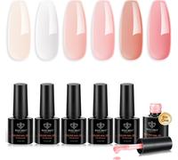 Sjzg-Gel Construction Ongle Uv, 8 En One Builder Gel 6 Pcs Nude Rosa Clear Vernis Semi Permanent Kit Pour Vernis Fortifiant Ongles, Nail Extension, Réparation De Manucure, Renforcement, Nail Art