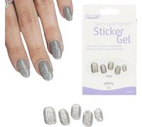 Sjzg-Glam'up Paris - Sticker Gel Semi-Permanent - Vernis Gel Adhésif - Qualité Professionnelle - Longue Tenue - Autocollants Facile À Utiliser - 16 Pièces - Strip Nail - Paillettes Argent