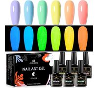 Sjzg-Glow In The Dark Gel Nail Polish, 6 Colors Luminous Pastel Gel Polish Set, Light Pink Yellow Purple Glow Effect Soak Off Uv Gel Polish For Diy Nail Art Design