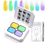 Sjzg-Gradient Painting Gel, 4 Couleurs Ombre Gel Nail Polish With 50pcs Nail Sponges & 4 Claws Metal Grabber For French Manucure Diy Nail Art Set C