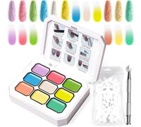 Sjzg-Gradient Painting Gel, 9 Couleurs Ombre Gel Nail Polish With 100pcs Nail Sponges & 4 Claws Metal Grabber For French Manicure Diy Nail Art Set N
