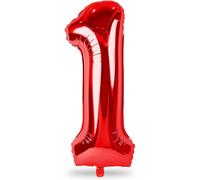 SJZG-Grands Ballons Rouges En Forme De Chiffres Pour Femmes - 101,6 Cm - Grand Format - Numéro 1 - Film Aluminium Mylar - Auto-Gonflant - Ballons Numéros 0-9 - Pour Femmes Et Garçons - Pour Garçons F