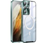Sjzg-Hercn Metal Protective Case For Samsung Galaxy S21 Ultra 5g ; Ring Magsafe Magnet - Wireless Charging - Aviation Aluminum Metal Protective Bumper Designed - Built-In Camera Lens Film - Slim (Gre