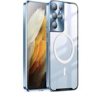 Sjzg-Hercn Metal Protective Case For Samsung Galaxy S21 Ultra 5g ; Ring Magsafe Magnet - Wireless Charging - Aviation Aluminum Metal Protective Bumper Designed - Built-In Camera Lens Film - Slim (Blu