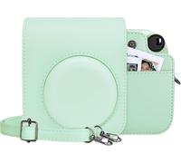 SJZG-Housse Instax Mini 12 - Cuir Pu Étui De Protection Pour Fuji Instax Mini 12 Appareil Photo - Avec Pochette Photo Stocker Des Films Ou Photos - Bandoulière Réglable - Vert