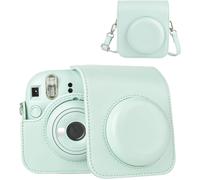 SJZG-Housse Pour Appareil Photo Instantané Compatible Avec Fuji Film Instax Mini 12, Polaroid Kamera Mini 12 Étui De Protection Avec Pochette Photo - Vert Menthe