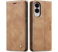 Sjzg-Hülle Für Samsung Galaxy S25 Edge, Vintage Dünne Handyhülle Mit Kartenfach Geld Slot Ständer Pu Ledertasche Tpu Bumper Wallet Case Flip Schutzhülle Kompatibel Mit Samsung S25 Edge - Braun