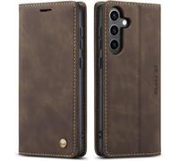 Sjzg-Hülle Für Samsung Galaxy S25 Edge, Vintage Dünne Handyhülle Mit Kartenfach Geld Slot Ständer Pu Ledertasche Tpu Bumper Wallet Case Flip Schutzhülle Kompatibel Mit Samsung S25 Edge - Kaffee