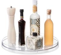 Sjzg-Idesign Plateau Tournant, Extra-Grand Plateau Pivotant En Plastique Pour Épices Et Ingrédients De Cuisine, Socle Tournant Pour Le Placard, Transparent, 35 Cm