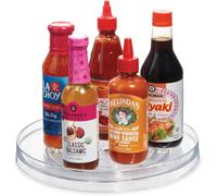 Sjzg-Idesign Plateau Tournant, Grand Plateau Pivotant En Plastique Pour Épices Et Ingrédients De Cuisine, Socle Tournant Pour Le Placard, Transparent, 50 Cm