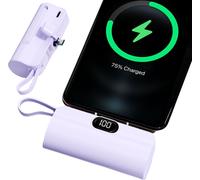 Sjzg-Ishiva Mini Power Bank 5000 Mah Usb-C, Chargeur Portable Sans Fil Batterie Externe Avec Écran Led, Powerbank Compatible Avec Usb-C Et Téléphones Android, Iphone 15/16, Violet