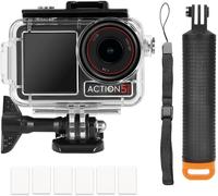 SJZG-Kit Accessoire Plongée Osmo Action, Boîtier Etanche Pour Dji Osmo Action 5 Pro/Action 4/Action 3, Boîtier Plongée+Mont Thumbscrew + Poignée Flottante Etanche + 6 Insert Anti-Buée