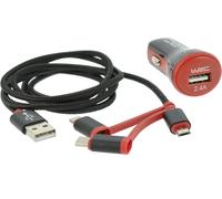 SJZG-Kit Chargeur 3 En 1 Universel : Prise Allume-Cigare Et Câble Multi-Embouts