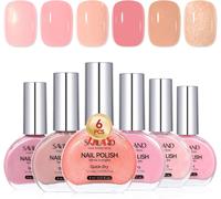 Sjzg-Kit Vernis À Ongles Rosa Nude: 6 Pcs 8ml Vernis Gel À Séchage Rapide Avec Shimmer Et Pailletés, Longue Tenue, Manucure Diy, Cadeau Minimaliste Moderne