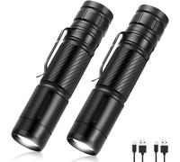 Sjzg-Lampe Stylo Led Rechargeable, Mini Lampe Légère En Aluminium, Petite Lampe De Poche Lumineuse 3 Modes, Lampe De Poche Étanche Avec Clip Pour Camping, Maison, Urgences, Inspection (Lot De 2,