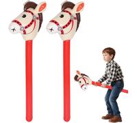 SJZG-Lot De 2 Chevaux Rouges À Piquet - Cheval Hobby Horsing - Kit De Bricolage - Tête De Cheval De Prairie, Cheval Sauteur - Cheval Sauteur - Ballon - Jouet Amusant Pour Garçons Et Filles