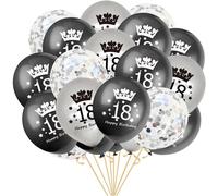SJZG-Lot De 30 Ballons En Latex Pour 18E Anniversaire De Garçons Et Filles \U2013 Rubans De Confettis En Latex Pour Garçons Et Filles \U2013 30,5 Cm (Noir)