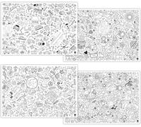 Sjzg-Lot De 4 Nappes De Table À Colorier En Papier - Mélange Paquet 3 - Différents Motifs - À Colorier Pour Enfants, Coin D'enfant, Mariage, Occupation D'anniversaire D'enfant - Multicolore