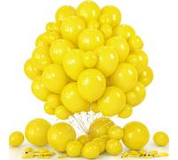 SJZG-Lot De 60 Ballons En Latex Avec Ruban Pour Fête D'Anniversaire, Mariage En Plein Air, Pique-Nique, Décoration De Jardin Jaune 12,7 Cm Et 30,5 Cm