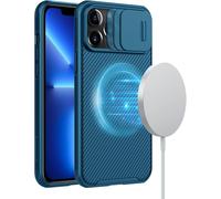 Sjzg-Magnétique Coque Pour Iphone 13 Pro Max Compatible Avec Magsafe, Camshield Pro Coque Avec Protection De La Caméra Cover, Bleu