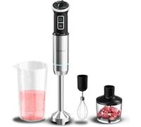 Sjzg-Mixeur À Main Power Neutron 1100max Cream&crush, Puissance Maximale De 1100w, 4 Lames Avec Revêtement En Titane Noir, Vitesse Réglable, Fonction Turbo, Pied Xl, Verre 800ml