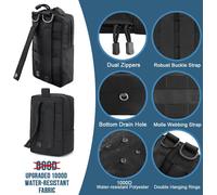 Sjzg-Molle Lot De 2 Sacs Banane Tactique Edc Utility Avec 4 Crochets Pour Sac À Dos Pour Extérieur, Randonnée, Chasse, Camping, Entraînement, B - Noir - 2 Pièces, L+S, Ensemble Cartable