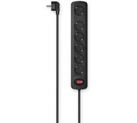 SJZG-Multiprise 6 Prises Terre Interrupteur Accroches Murales 16A 3680W (Prise Multiple Rallonge Electrique 1.5M, Securité Enfant Gestion Câbles Bloc 5+1Prises Type F Schuko Compatible France) Noir