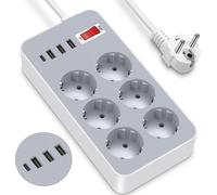 SJZG-Multiprise Avec Interrupteur, 6 Prises, Avec Interrupteur, Rallonge 10 En 1, Multiprise Avec Usb C Et Interrupteur, Pour La Maison, La Cuisine, Le Bureau