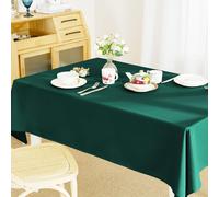 Sjzg-Nappe Rectangulaire Anti Tache - Nappe Noël Verte Foncé 140 X 300 Cm, Couverture De Table Tissu Imperméable Décoration Pour Extérieur/Intérieur Usage Cuisine/Salle À Manger