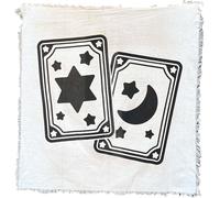 Sjzg-Nappe, Tapis De Tarot, Fournitures De Sorcellerie ¿ 61 X 61 Cm ¿ Tissu D'alter Céleste Spirituel Wiccan Avec Franges (Cartes Étoiles, Lunes, Noir Et Blanc)