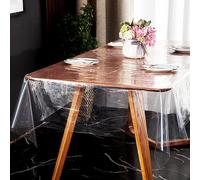 Sjzg-Nappe Transparente 137x259 Cm Imperméable Et Résistant À L'huile Nappe Transparente Rectangulaire Épaisseur 0,13 Mm Nappe Plastique Fête Hôtel Camping Protege Table Transparent