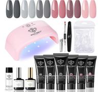 Sjzg-Ongle Gel Kit Complet 6 Couleur Polygel Extension Rose Gris Vernis Semi Permanent Acrylique Avec 20w Lampe Uv Base Et Top Coat Slip Solution Pour Cadeau De La Fête Des Mères Nail Art Outil