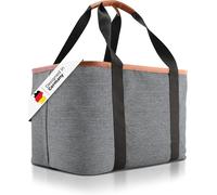 SJZG-® - Panier À Provisions Sac À Provisions De Qualité Supérieure, Pliable Et Avec Poignée En Cuir Pu Idéal Comme Panier De Pique-Nique Élégant, Shopper Ou Carrybag 30 Litres (Gris)