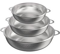 SJZG-Passoire De Cuisine, 3Pcs En Acier Inoxydable Micro-Perforées Avec Poignée Pour Pâtes,Fruits,Riz,Légumes, Plus Saines Et Très Polies, Lavables Au Lave-Vaisselle (20/23/29Cm)