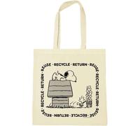 SJZG-® Peanuts I Snoopy & Woodstock I Reuse, Recycle, Return I Sac En Coton I Imprimé I Avec Longues Poignées I Naturel I Design Sous Licence